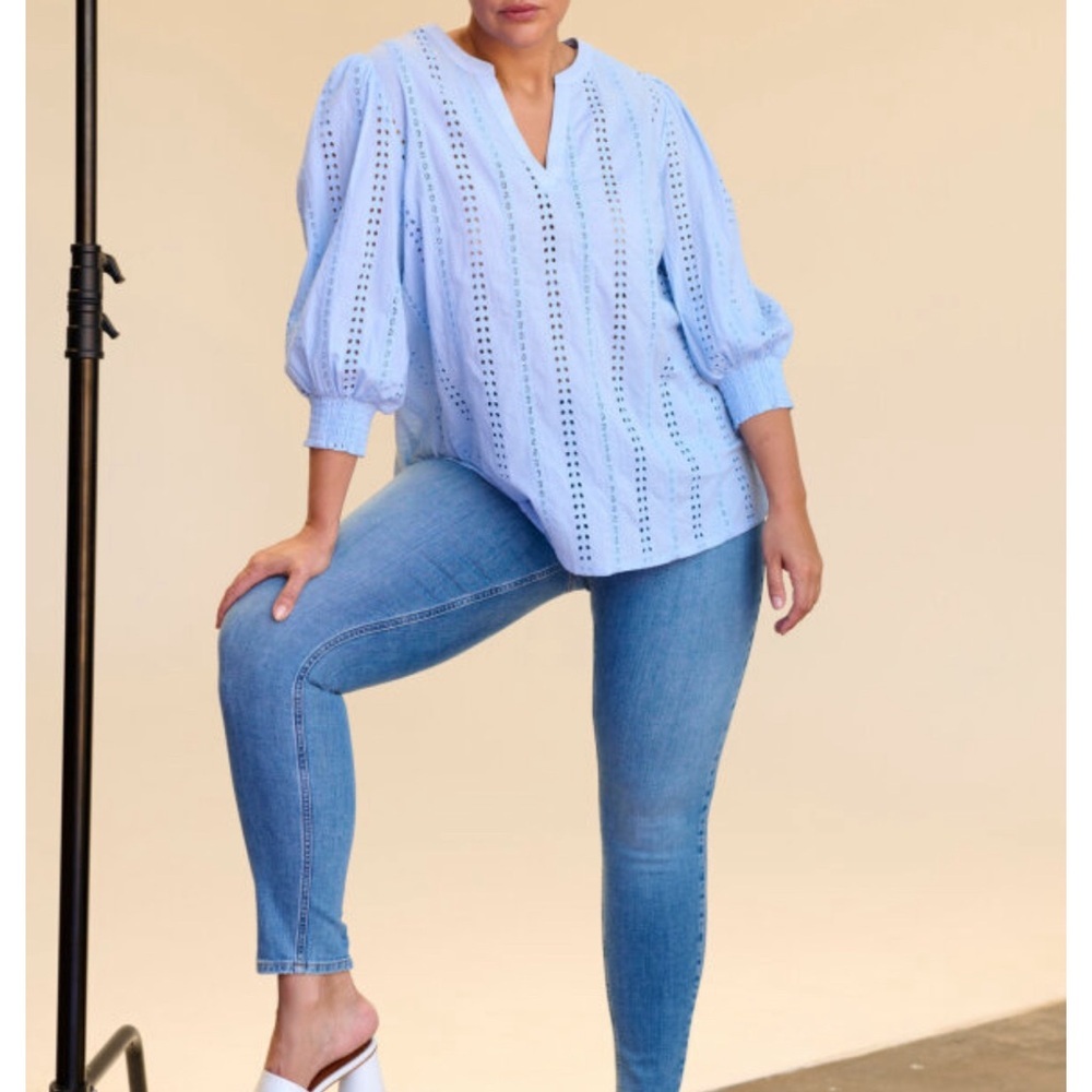 Kaffe Curve KCena Flora Long Jeans - Light Wash Denim women size 44 Eu XL US